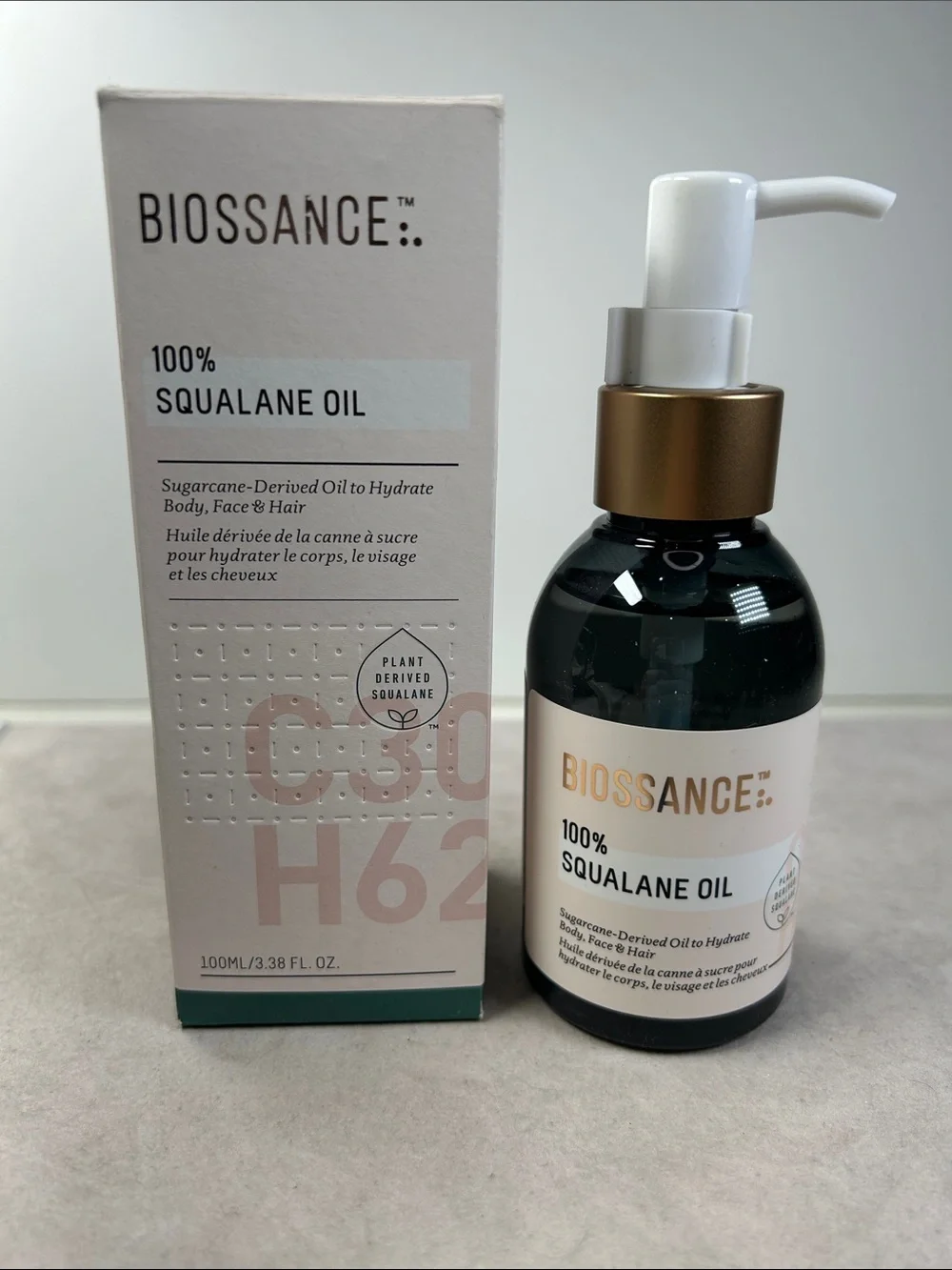 BIOSSANCE 100% Squalane Oil - Vegan Face & Body Oil Moisturizer - 3.3 oz